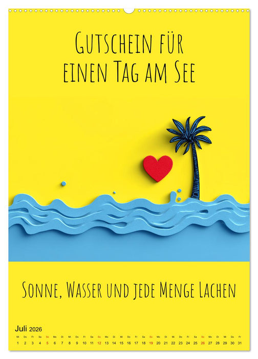 Gutscheinkalender - Gutschein Karten als Geschenk der Liebe (CALVENDO Premium Wandkalender 2026)