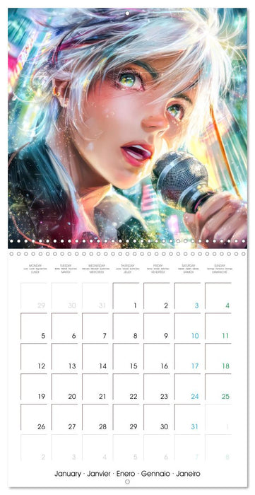 Pop stars célèbres - Inspiré du style Manga (CALVENDO Calendrier mensuel 2026)