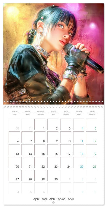 Pop stars célèbres - Inspiré du style Manga (CALVENDO Calendrier mensuel 2026)
