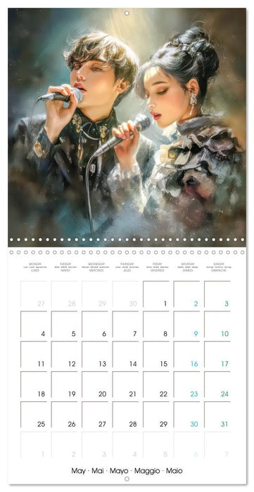 Pop stars célèbres - Inspiré du style Manga (CALVENDO Calendrier mensuel 2026)