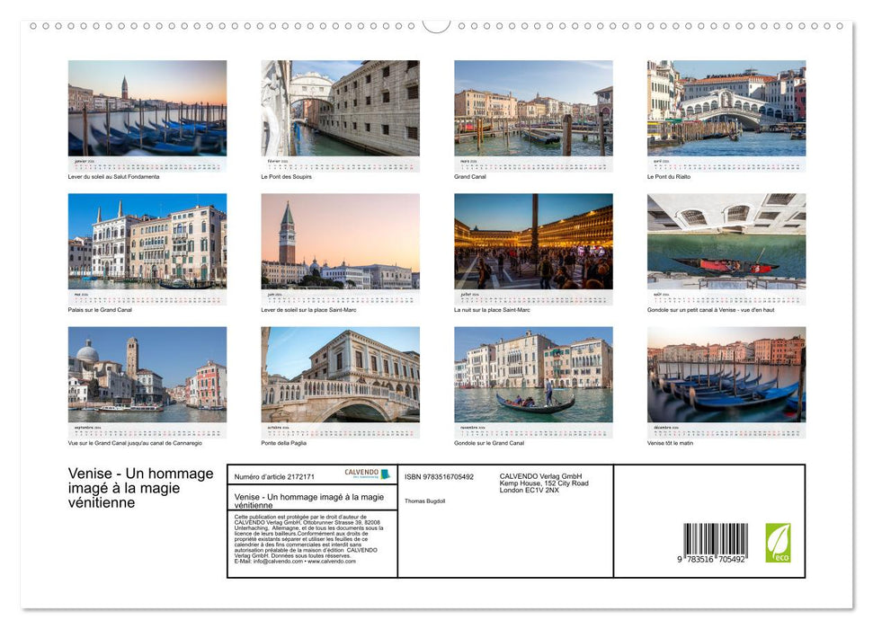 Venise - Un hommage imagé à la magie vénitienne (CALVENDO Calendrier supérieur 2026)