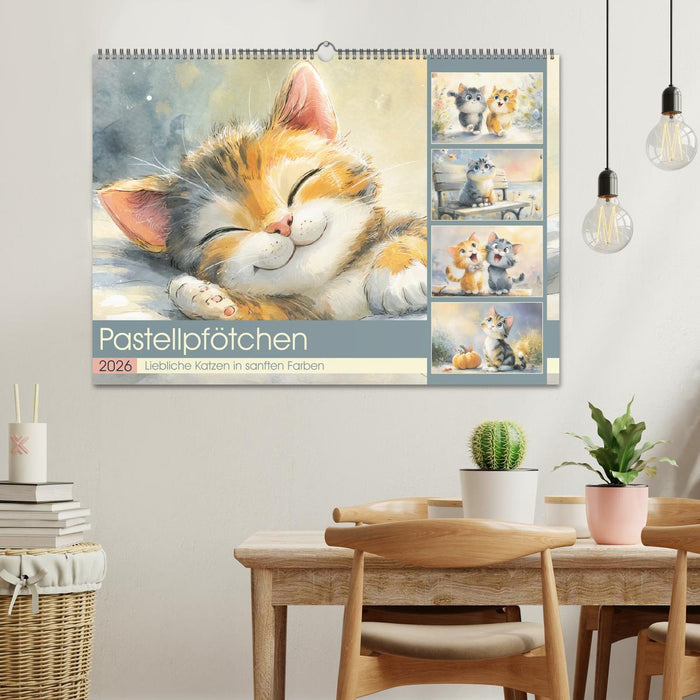 Pastellpfötchen. Liebliche Katzen in sanften Farben (CALVENDO Wandkalender 2026)