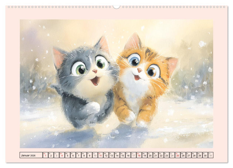 Pastellpfötchen. Liebliche Katzen in sanften Farben (CALVENDO Wandkalender 2026)