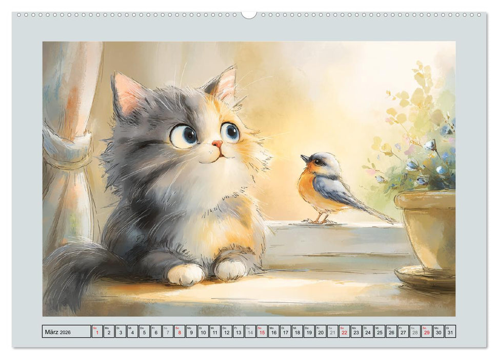 Pastellpfötchen. Liebliche Katzen in sanften Farben (CALVENDO Wandkalender 2026)