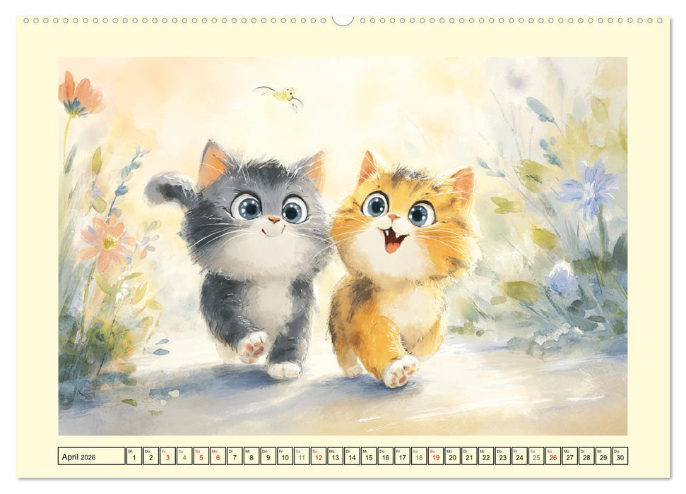 Pastellpfötchen. Liebliche Katzen in sanften Farben (CALVENDO Premium Wandkalender 2026)