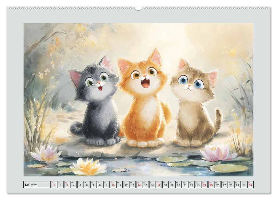 Pastellpfötchen. Liebliche Katzen in sanften Farben (CALVENDO Premium Wandkalender 2026)