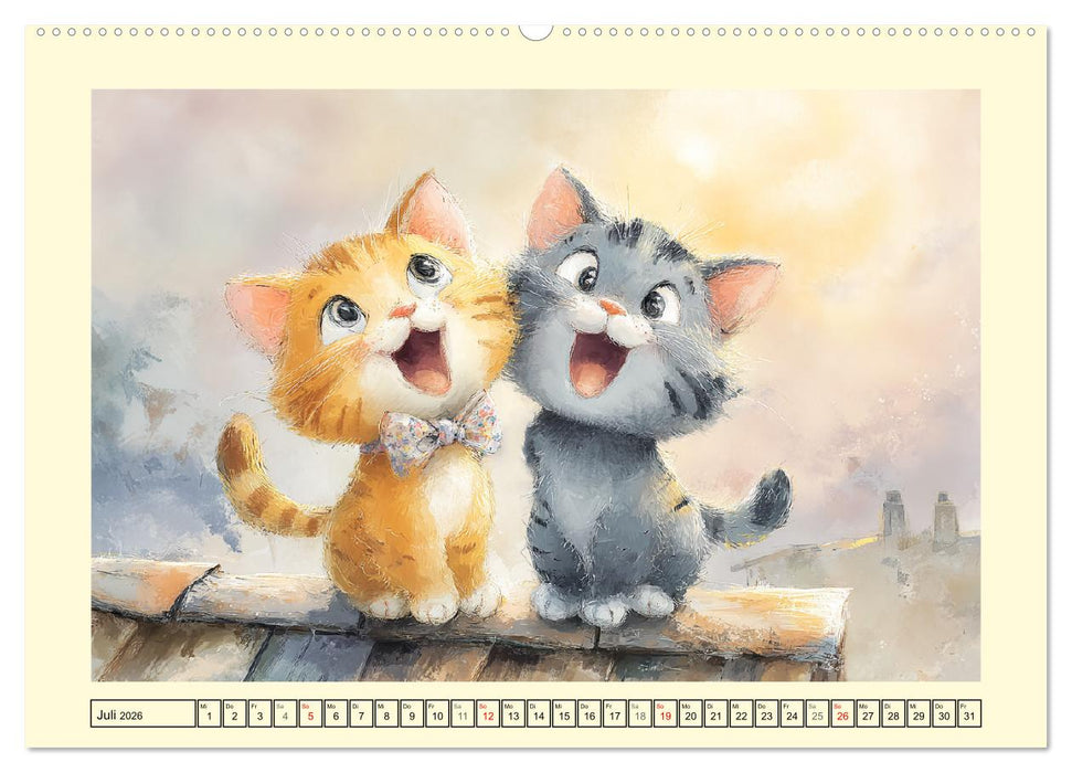 Pastellpfötchen. Liebliche Katzen in sanften Farben (CALVENDO Premium Wandkalender 2026)