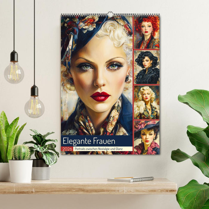 Elegante Frauen. Portraits zwischen Nostalgie und Glanz (CALVENDO Wandkalender 2026)