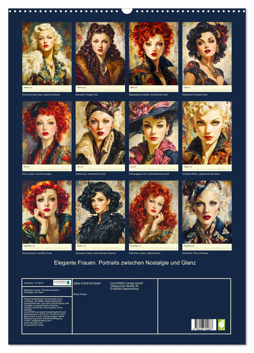 Elegante Frauen. Portraits zwischen Nostalgie und Glanz (CALVENDO Wandkalender 2026)