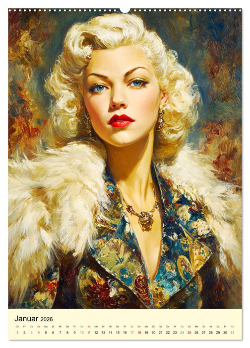 Elegante Frauen. Portraits zwischen Nostalgie und Glanz (CALVENDO Wandkalender 2026)