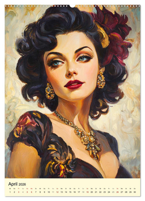Elegante Frauen. Portraits zwischen Nostalgie und Glanz (CALVENDO Wandkalender 2026)