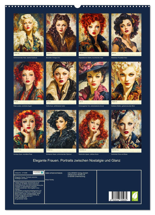 Elegante Frauen. Portraits zwischen Nostalgie und Glanz (CALVENDO Premium Wandkalender 2026)