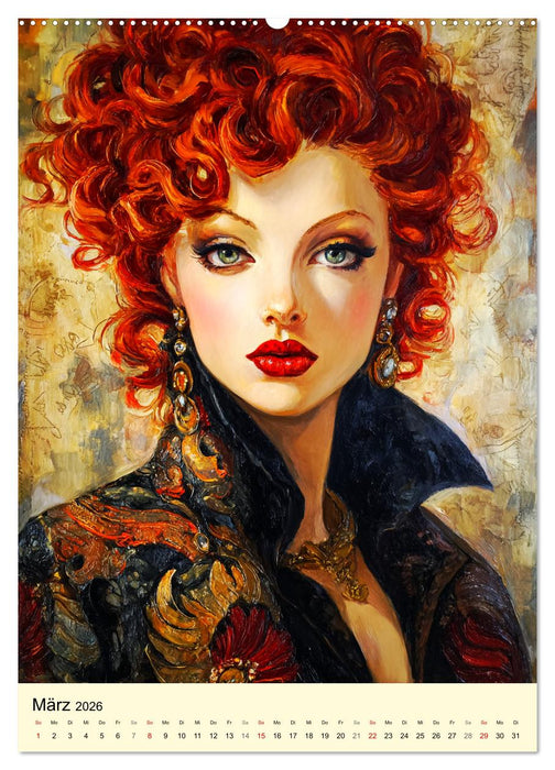 Elegante Frauen. Portraits zwischen Nostalgie und Glanz (CALVENDO Premium Wandkalender 2026)