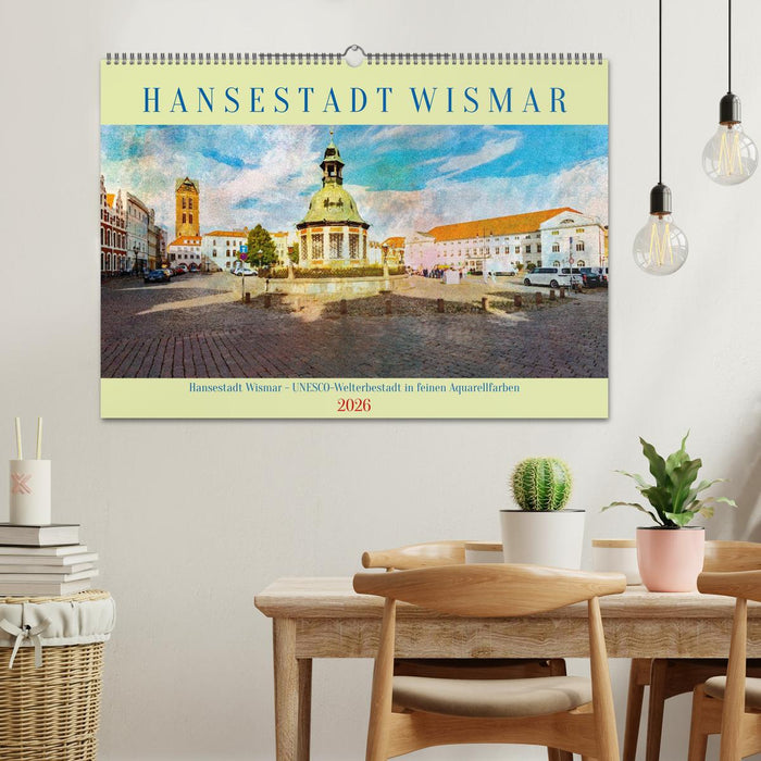 Hansestadt Wismar - UNESCO-Welterbestadt in feinen Aquarellfarben (CALVENDO Wandkalender 2026)