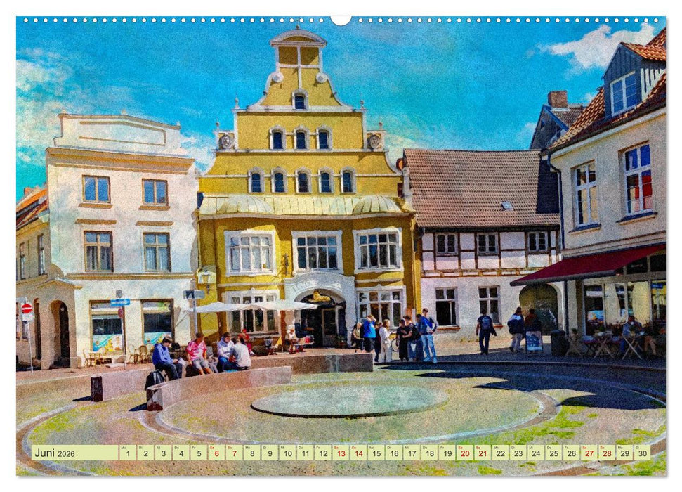 Hansestadt Wismar - UNESCO-Welterbestadt in feinen Aquarellfarben (CALVENDO Wandkalender 2026)