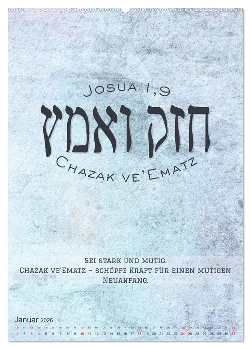 Hebräische Lettern - Worte voller Licht und Weisheit (CALVENDO Premium Wandkalender 2026)