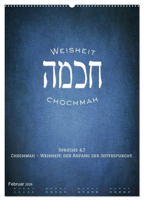 Hebräische Lettern - Worte voller Licht und Weisheit (CALVENDO Premium Wandkalender 2026)