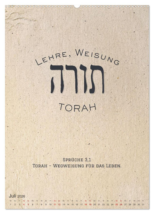 Hebräische Lettern - Worte voller Licht und Weisheit (CALVENDO Premium Wandkalender 2026)