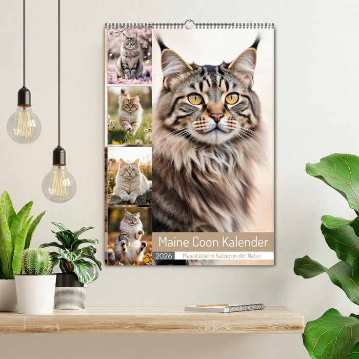 Maine Coon Kalender - Majestätische Katzen in der Natur (CALVENDO Wandkalender 2026)
