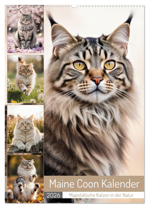 Maine Coon Kalender - Majestätische Katzen in der Natur (CALVENDO Wandkalender 2026)