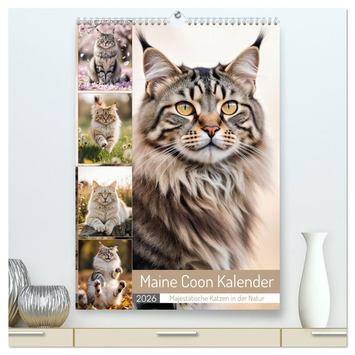 Maine Coon Kalender - Majestätische Katzen in der Natur (CALVENDO Premium Wandkalender 2026)