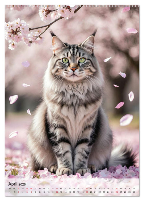 Maine Coon Kalender - Majestätische Katzen in der Natur (CALVENDO Premium Wandkalender 2026)