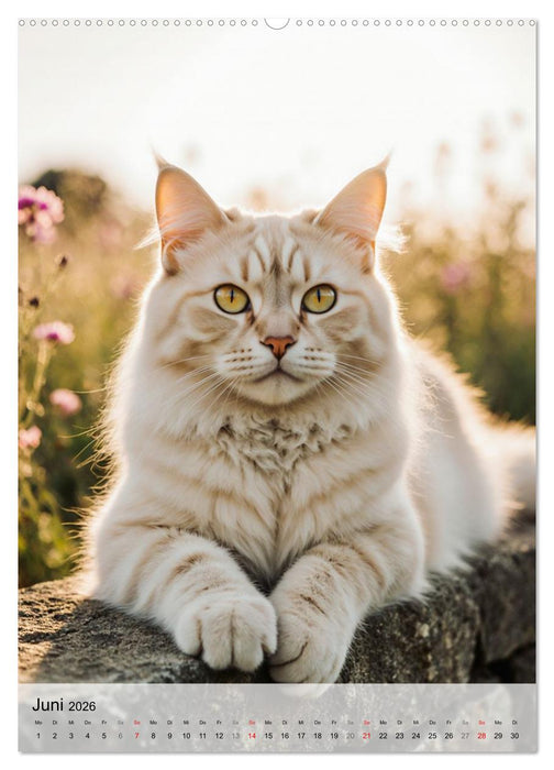 Maine Coon Kalender - Majestätische Katzen in der Natur (CALVENDO Premium Wandkalender 2026)