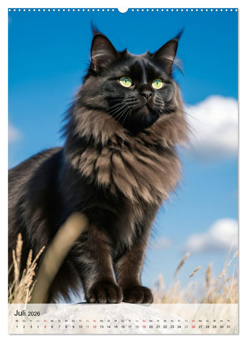 Maine Coon Kalender - Majestätische Katzen in der Natur (CALVENDO Premium Wandkalender 2026)
