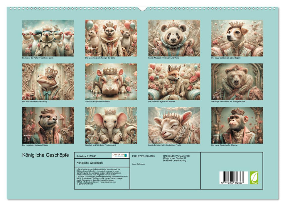Königliche Geschöpfe (CALVENDO Premium Wandkalender 2026)