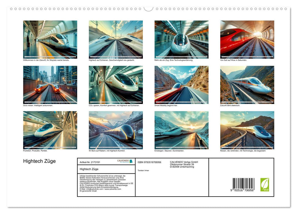 Hightech Züge (CALVENDO Premium Wandkalender 2026)
