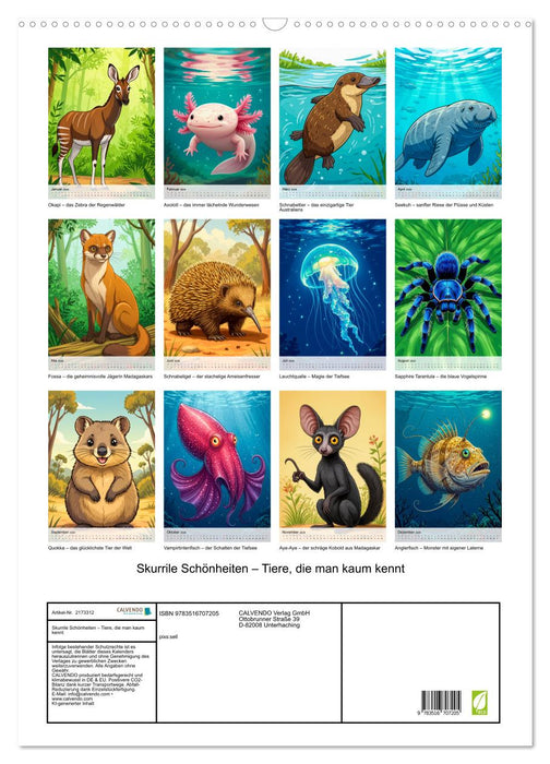 Skurrile Schönheiten – Tiere, die man kaum kennt (CALVENDO Wandkalender 2026)