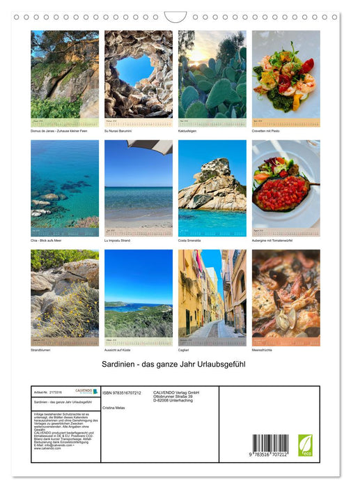 Sardinien - das ganze Jahr Urlaubsgefühl (CALVENDO Wandkalender 2026)