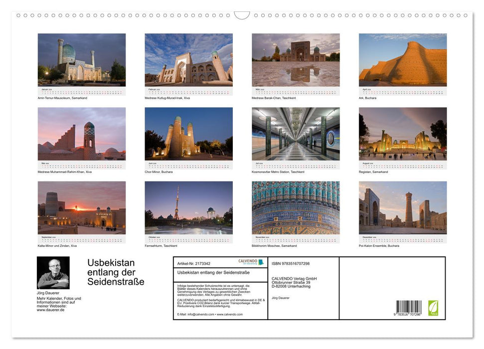 Usbekistan entlang der Seidenstraße (CALVENDO Wandkalender 2026)