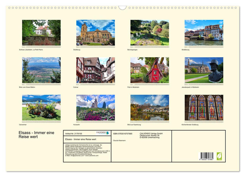 Elsass - Immer eine Reise wert (CALVENDO Wandkalender 2026)