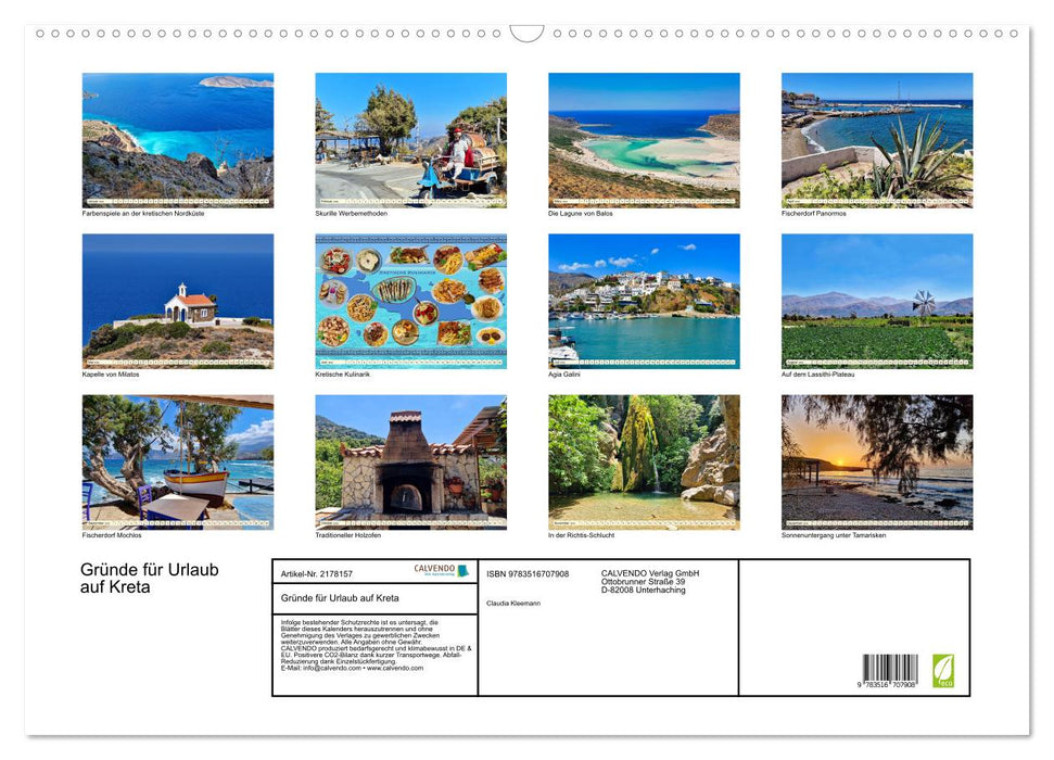 Gründe für Urlaub auf Kreta (CALVENDO Wandkalender 2026)