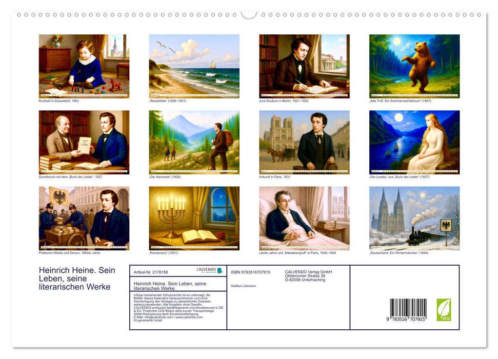 Heinrich Heine. Sein Leben, seine literarischen Werke (CALVENDO Premium Wandkalender 2026)
