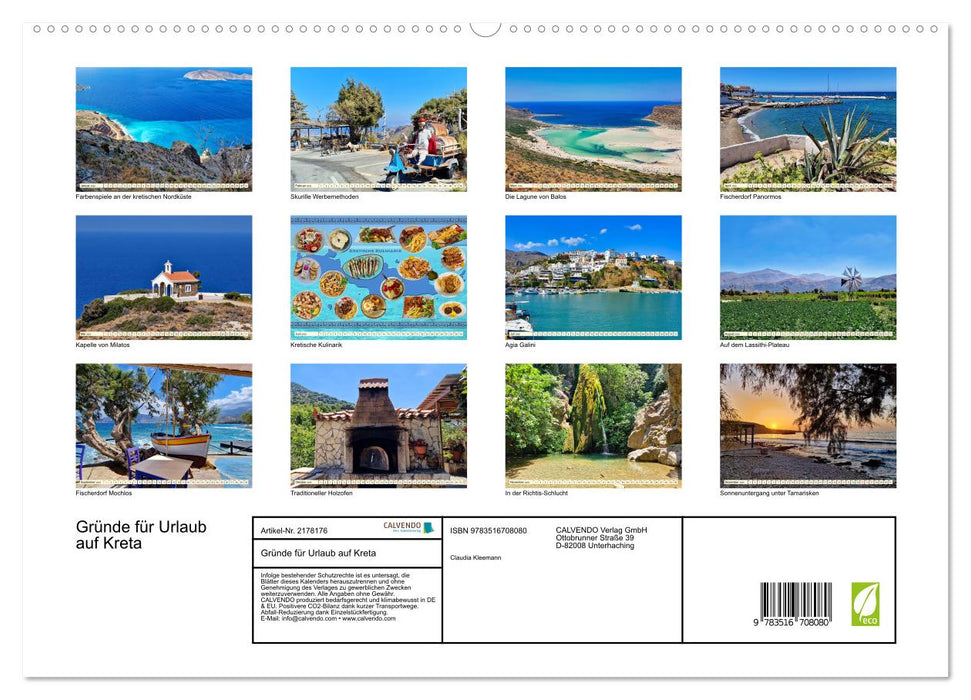 Gründe für Urlaub auf Kreta (CALVENDO Premium Wandkalender 2026)