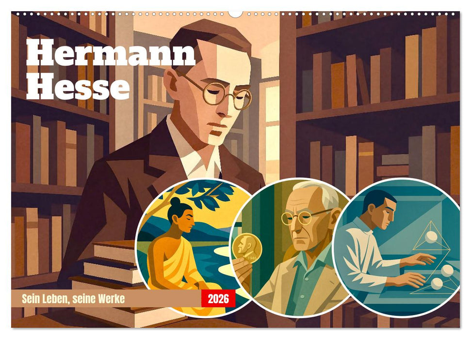 Hermann Hesse. Sein Leben, seine Werke (CALVENDO Wandkalender 2026)