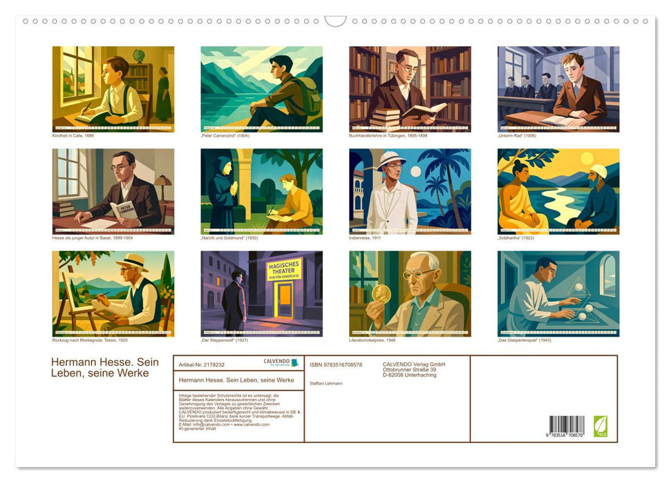 Hermann Hesse. Sein Leben, seine Werke (CALVENDO Wandkalender 2026)