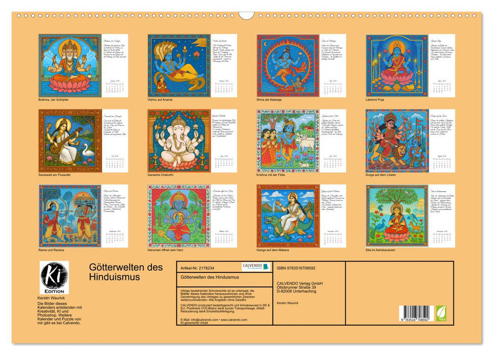 Götterwelten des Hinduismus (CALVENDO Wandkalender 2026)