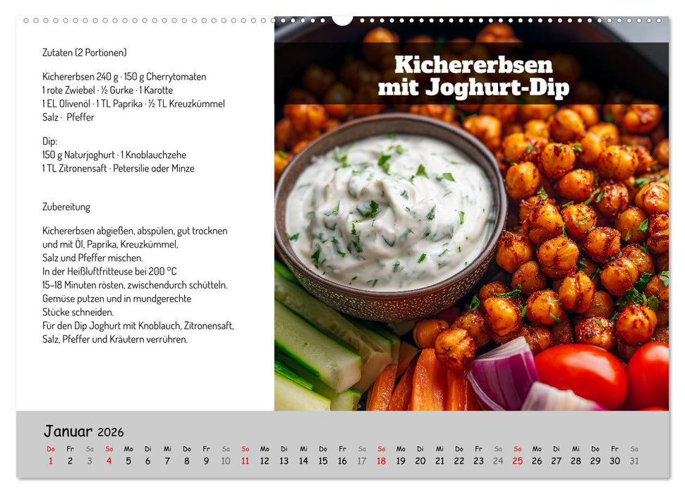 Rezepte für die Heißluftfritteuse - vegetarisch, schnell und einfach (CALVENDO Wandkalender 2026)