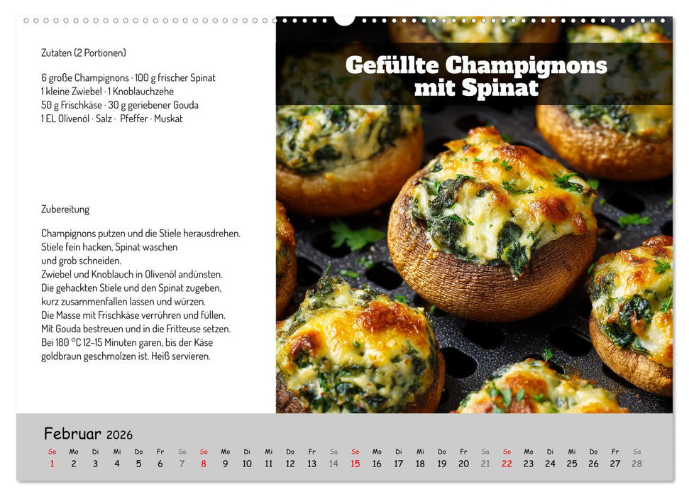 Rezepte für die Heißluftfritteuse - vegetarisch, schnell und einfach (CALVENDO Wandkalender 2026)