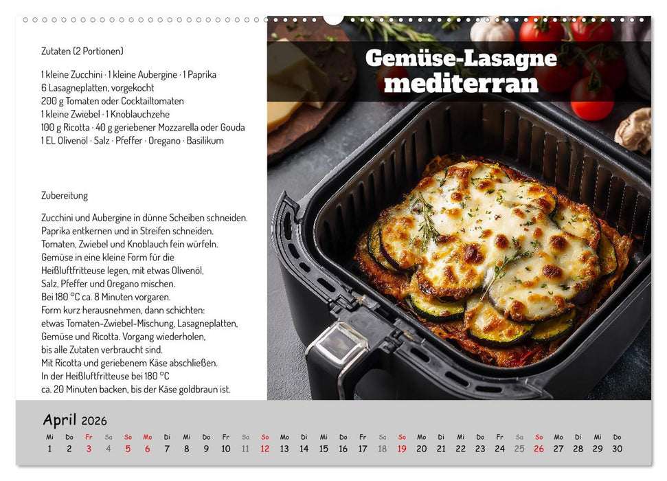 Rezepte für die Heißluftfritteuse - vegetarisch, schnell und einfach (CALVENDO Wandkalender 2026)