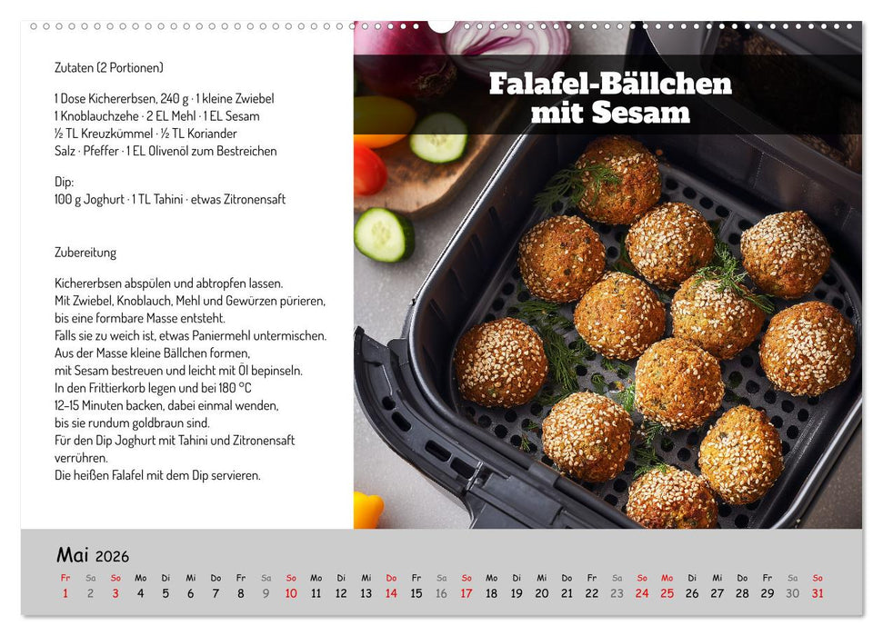 Rezepte für die Heißluftfritteuse - vegetarisch, schnell und einfach (CALVENDO Wandkalender 2026)