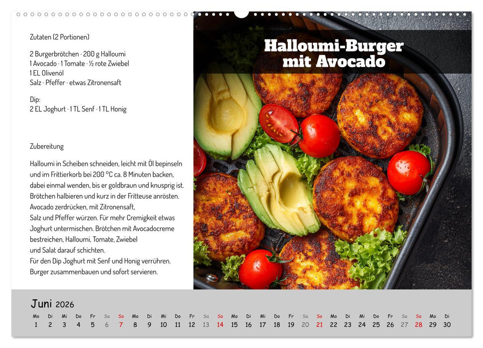 Rezepte für die Heißluftfritteuse - vegetarisch, schnell und einfach (CALVENDO Wandkalender 2026)