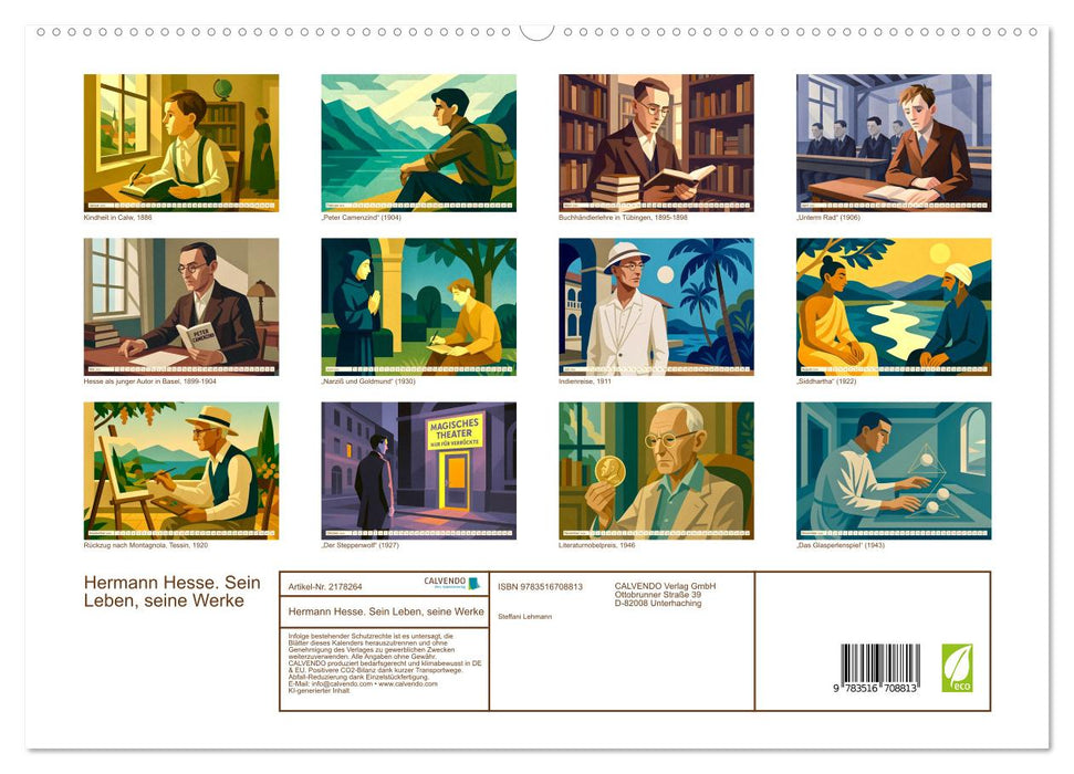 Hermann Hesse. Sein Leben, seine Werke (CALVENDO Premium Wandkalender 2026)