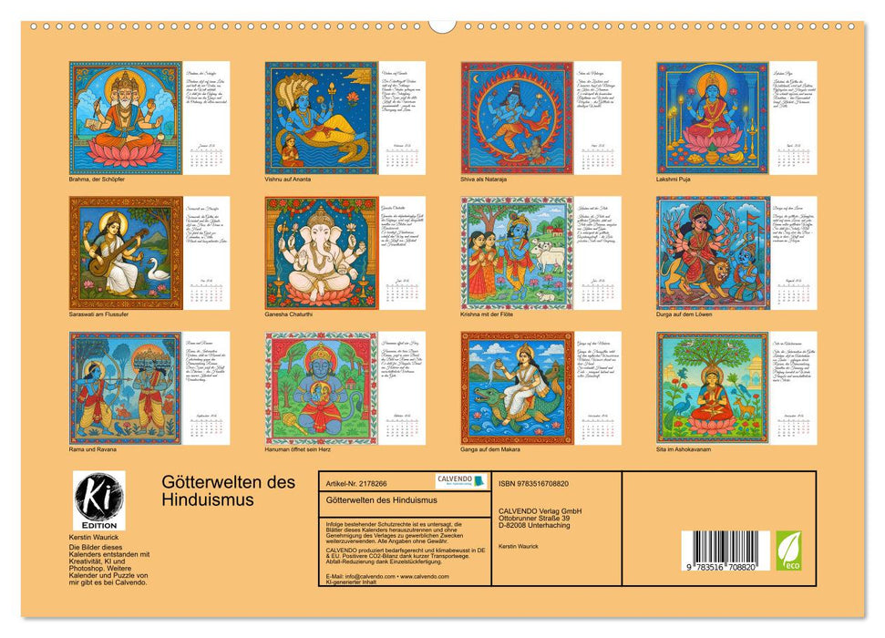 Götterwelten des Hinduismus (CALVENDO Premium Wandkalender 2026)