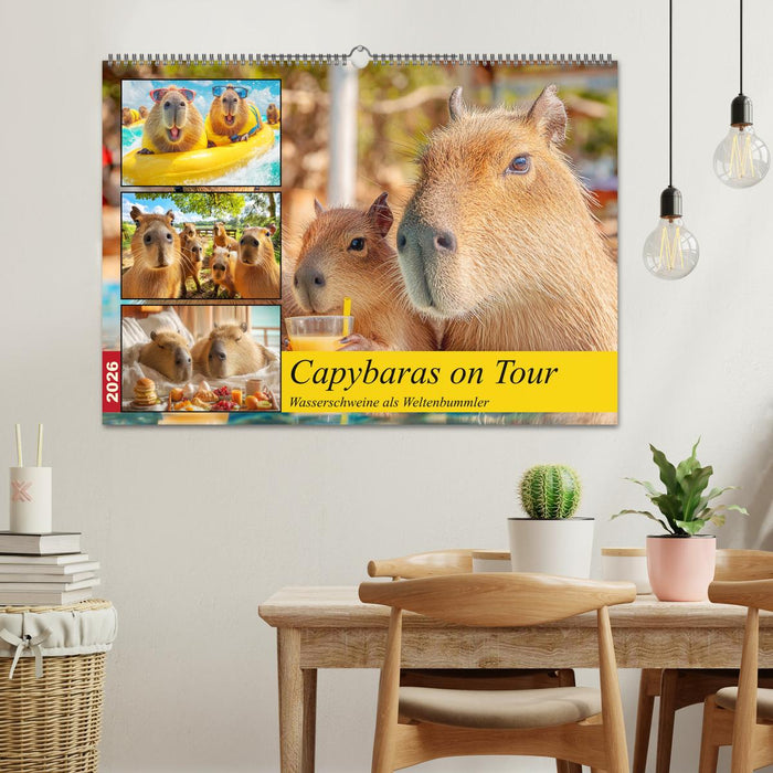 Capybaras on Tour. Wasserschweine als Weltenbummler (CALVENDO Wandkalender 2026)