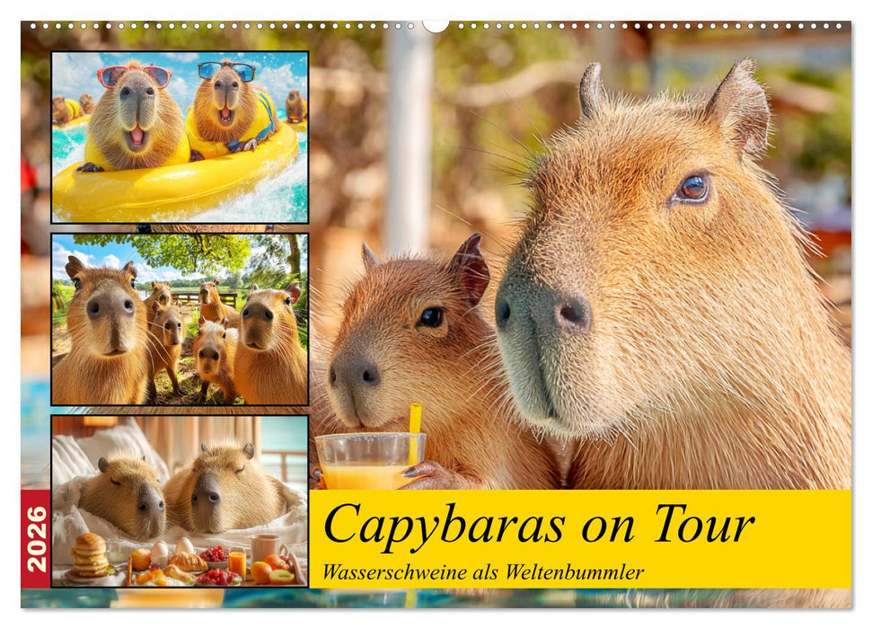 Capybaras on Tour. Wasserschweine als Weltenbummler (CALVENDO Wandkalender 2026)