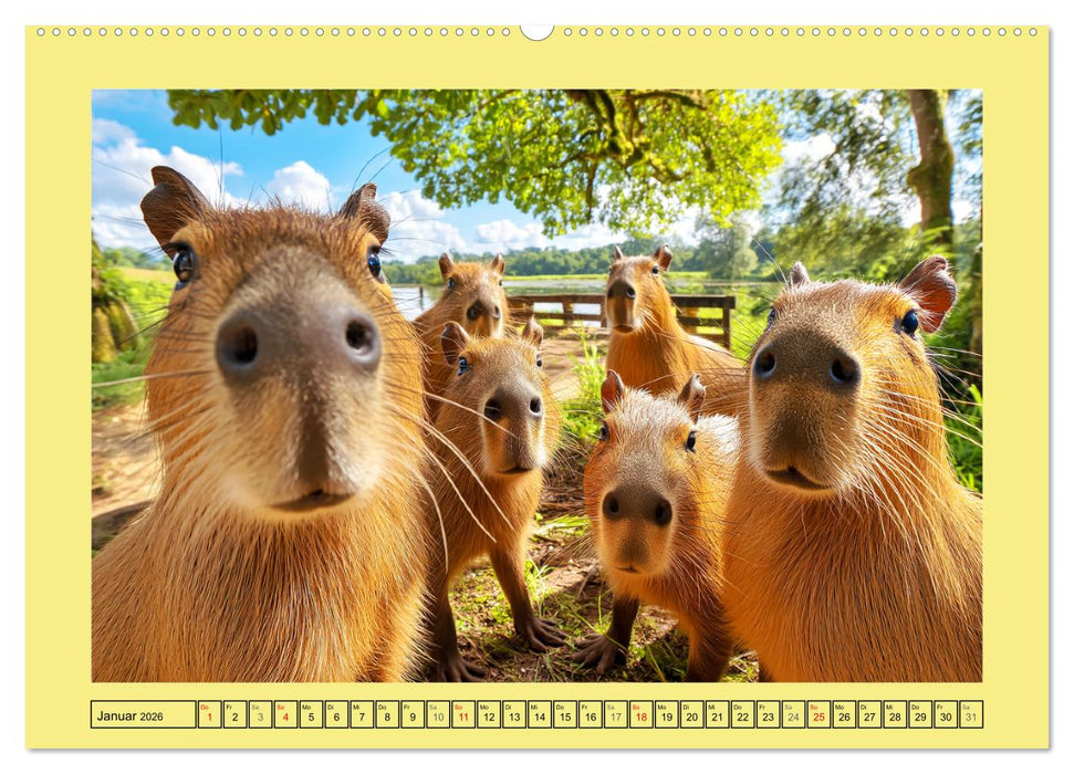 Capybaras on Tour. Wasserschweine als Weltenbummler (CALVENDO Wandkalender 2026)